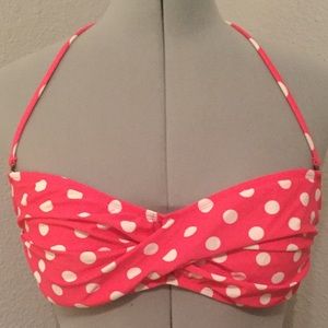 // PINK BIKINI TOP WITH WHITE POLKA DOTS //